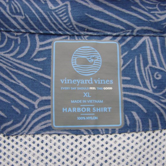 Vineyard Vines Harbor Shirt Surf No Turf Short Sleeve Fish Print Button Down XL - Picture 4 of 16